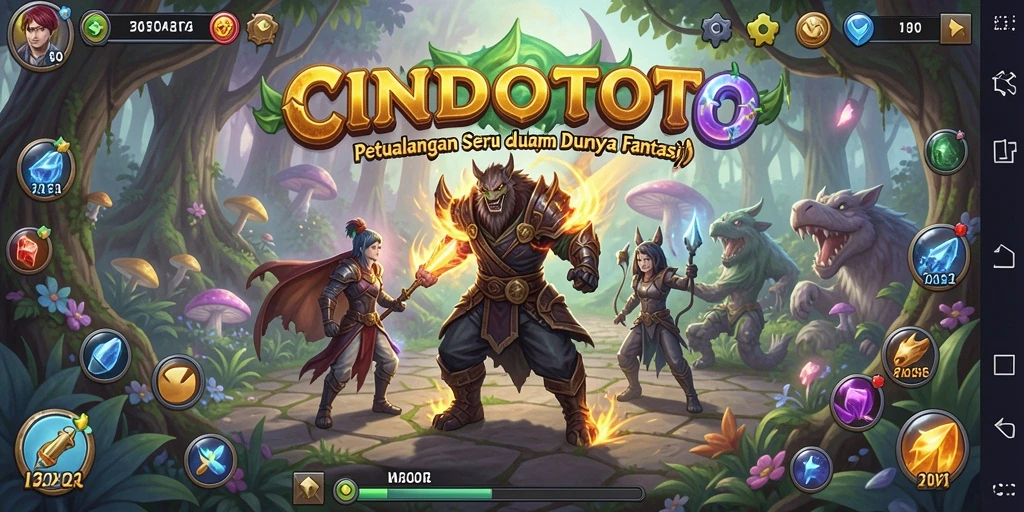 Screenshot gameplay CINDOTOTO menampilkan petualangan epik di dunia fantasi.