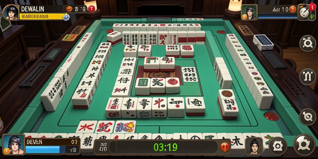 Gameplay Mahjong yang mendebarkan di DEWALIN.