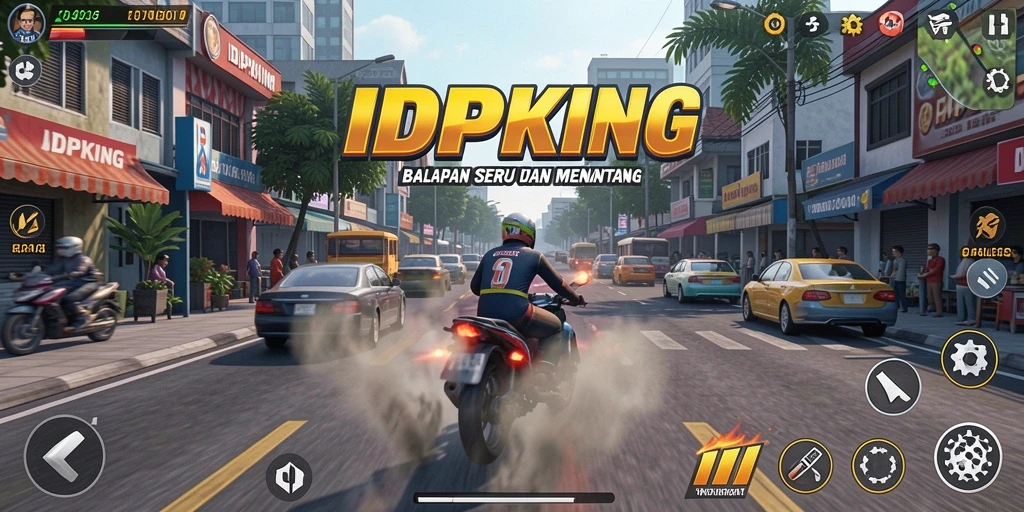 Tangkapan layar gameplay <strong>IDPKING</strong> menunjukkan balapan yang mendebarkan dan penuh aksi.