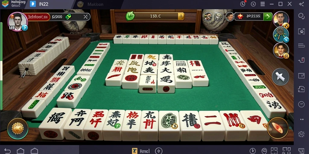 Screenshot menunjukkan gameplay seru dari IN22 dalam permainan Mahjong.