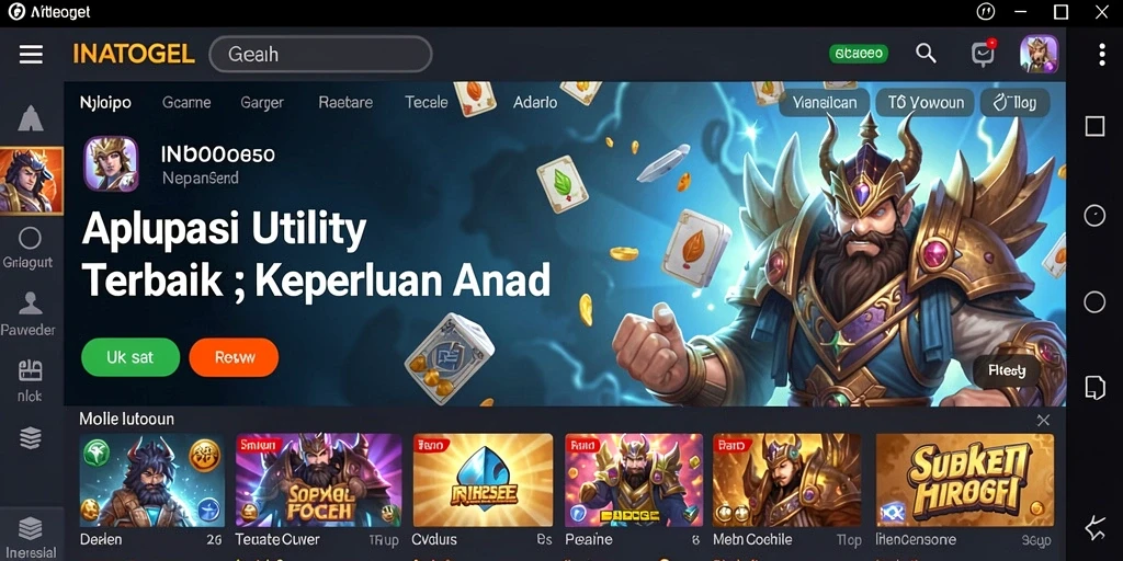 Tampilan layar utama INATOGEL yang menunjukkan berbagai fitur Utility.