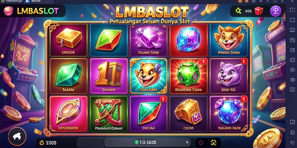 Tampilan layar permainan LMBASLOT yang menarik dan penuh warna.