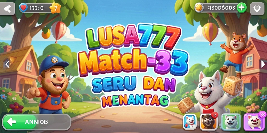 Screenshot LUSA777 menampilkan gameplay Match-3 yang seru.