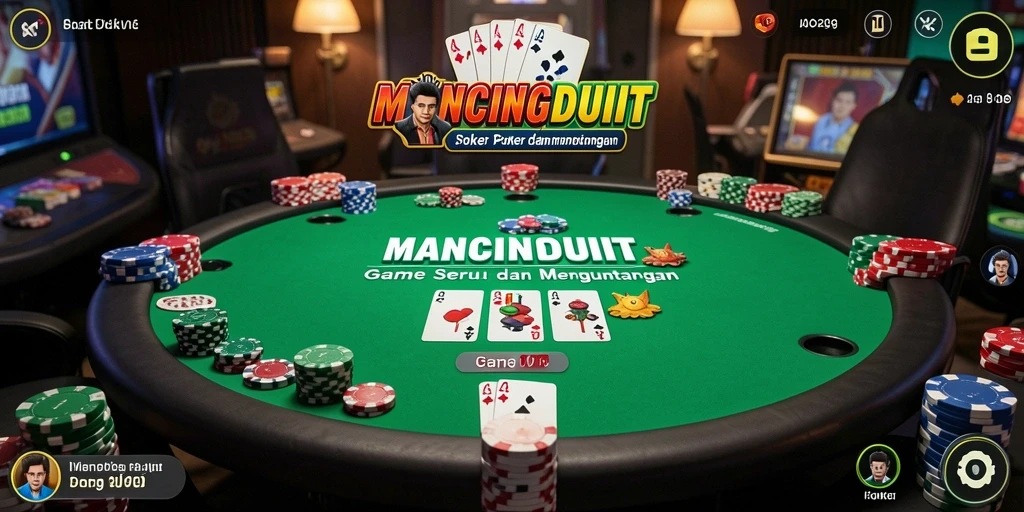 Tampilan gameplay seru dalam MANCINGDUIT saat bertanding Poker.