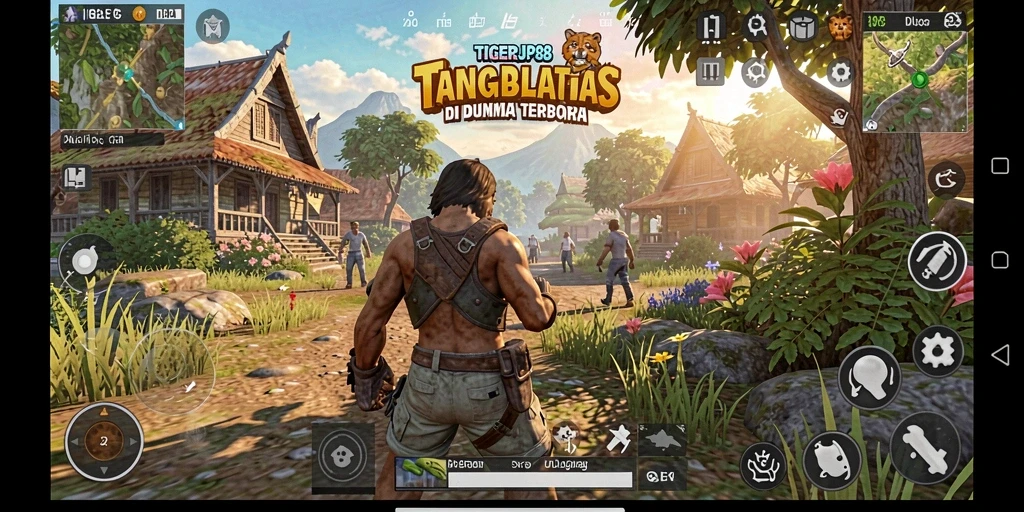 Screenshot gameplay TIGERJP88 menampilkan petualangan dalam dunia terbuka yang luas.